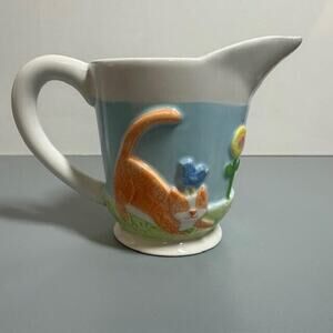 Vintage Home Presents Orange Calico Cat Creamer Whimsical Easter Spring